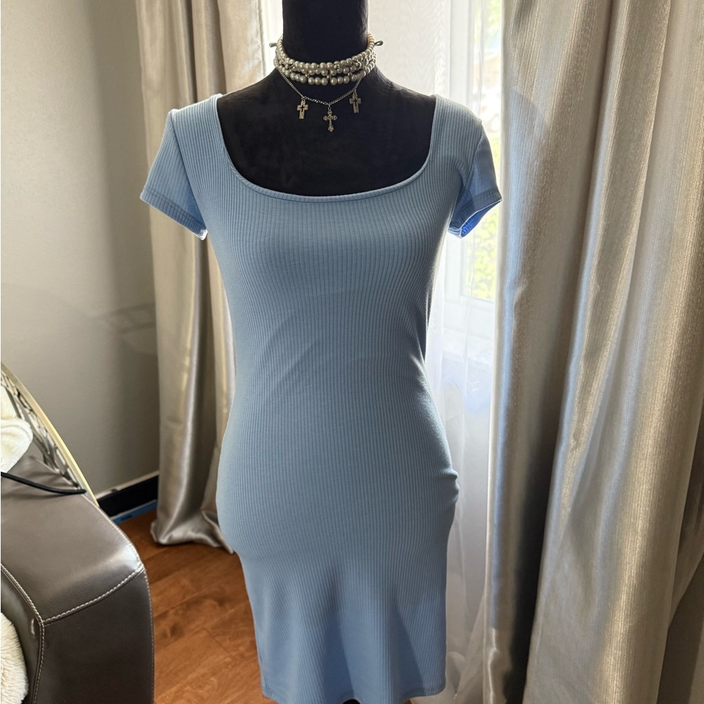 Sporty Blue Ribbed Dress - Picture 3 of 3
